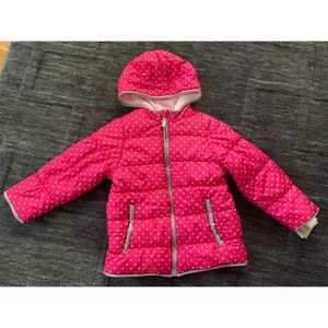 NWT Girl Winter Hood Puffer Jacket 6X Polka Dots Pink Cute!
